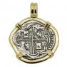 1577-1598 Spanish Peru real in gold pendant