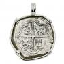 1590-1598 Spanish coin in white gold pendant