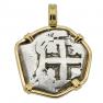 1752 Spanish two reales in gold pendant