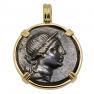120-100 BC Artemis coin in gold pendant