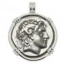 Alexander the Great coin in white gold pendant
