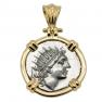 88-84 BC Sun God Helios coin in gold pendant