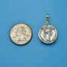 Pendant size next to a Quarter