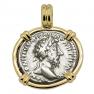 Marcus Aurelius denarius in gold pendant