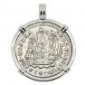 1755 Dutch ship shilling in white gold pendant 
