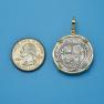 Pendant size next to a Quarter