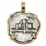 1634-1665 Spanish coin in gold pendant