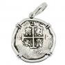 1706 Spanish 2 reales in white gold pendant