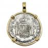 1783 El Cazador Shipwreck 1 real in gold pendant