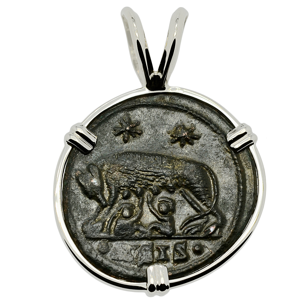 AD 330 Constantine She Wolf Coin Necklace