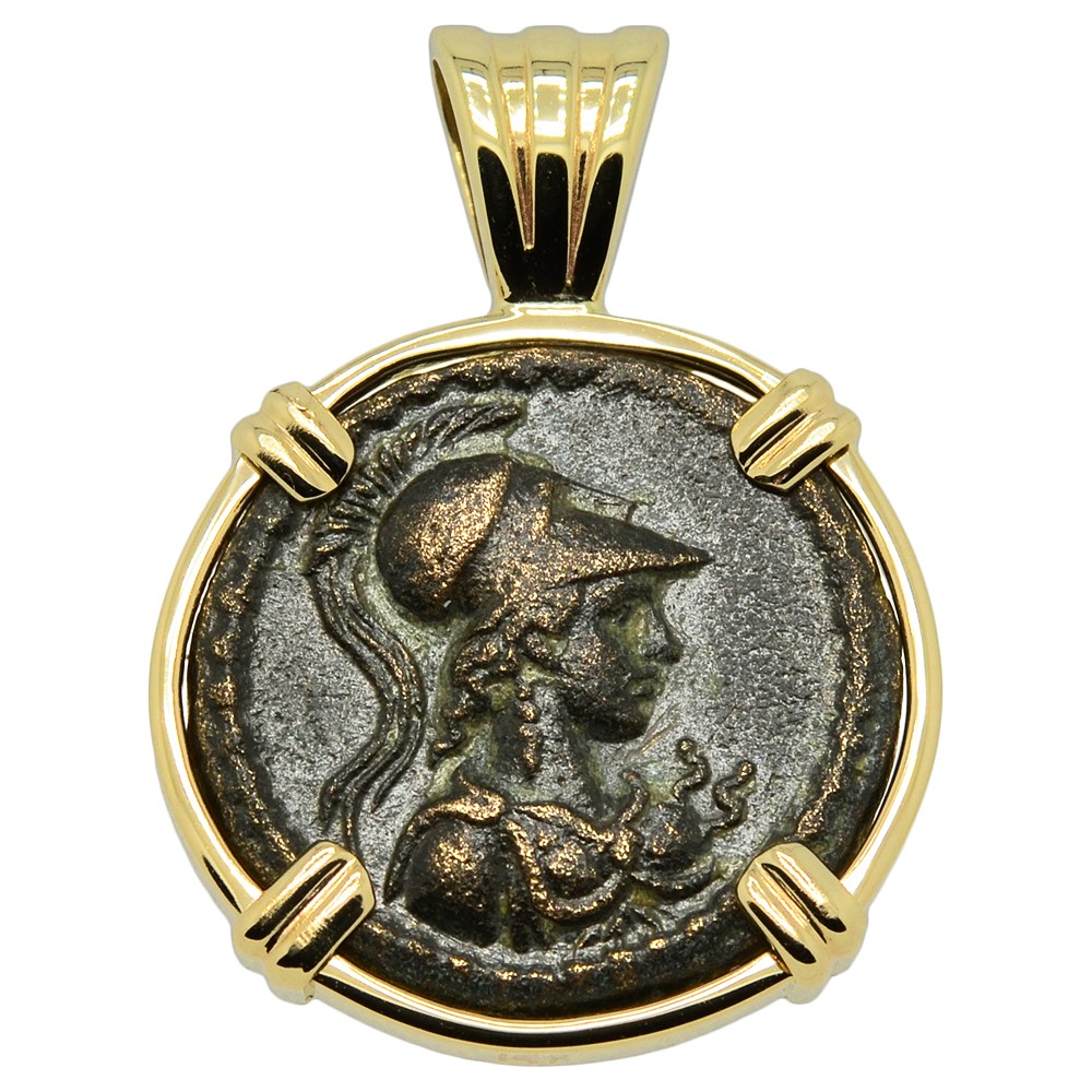 Greek Owl Tetradrachm Coin in 22k Pendant | 0088 | A. Tyner Antiques