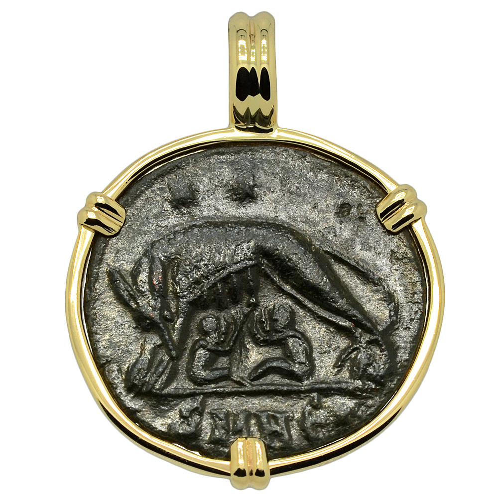 SOLD She Wolf and Roma Nummus Pendant. Please Explore Our Roman Pendants  For Similar Items.