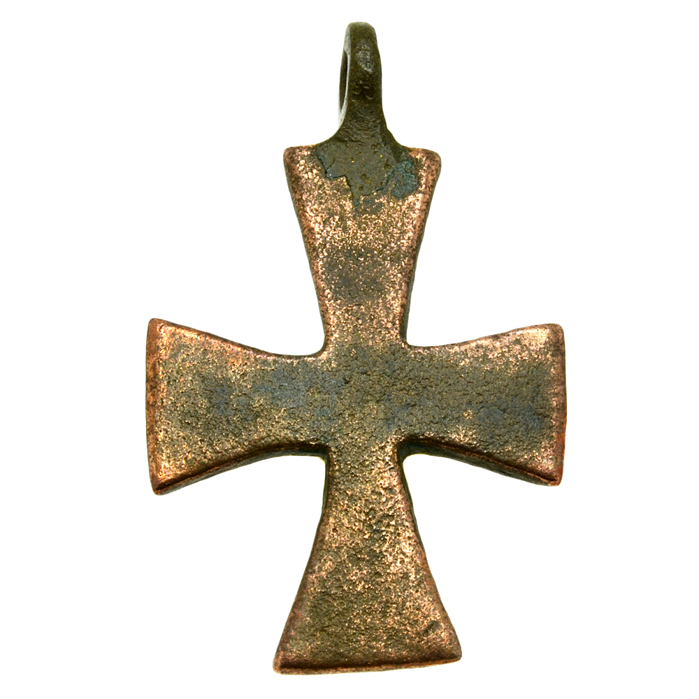 Byzantine Herringbone Design Bronze Cross