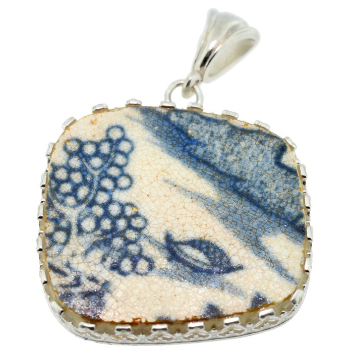 Pottery from Old British Shipwreck in Silver Pendant