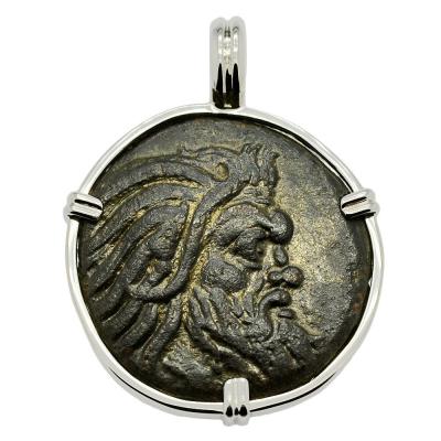 325 - 310 BC Pan bronze coin in white gold pendant