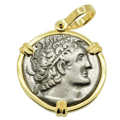 74-73 BC Egyptian shipwreck tetradrachm in gold pendant