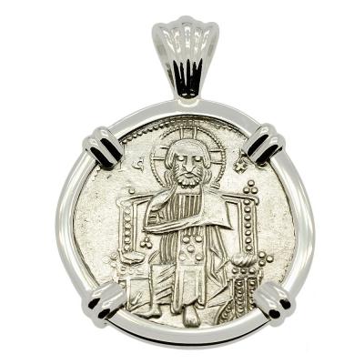 1253-1268 Jesus Christ coin in white gold pendant