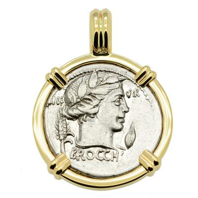 63 BC Ceres Earth Mother coin in gold pendant