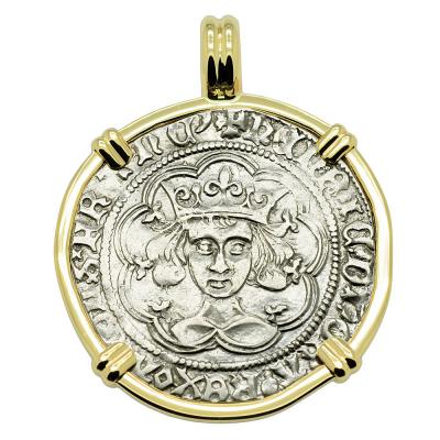 King Henry VI 1430-1434 groat in gold pendant