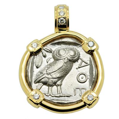 Sterling Silver Classic Greek Athena's Owl Tetradrachm Coin Cufflinks 88808 