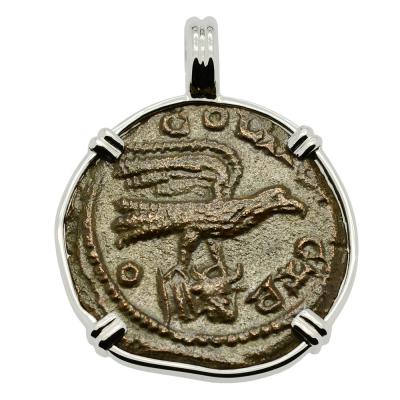 AD 250-268 Eagle coin in white gold pendant 