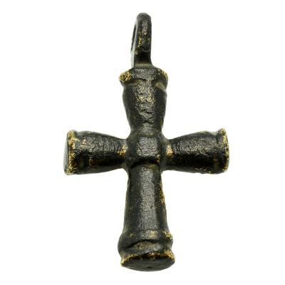 Eastern Roman Empire bronze cross pendant