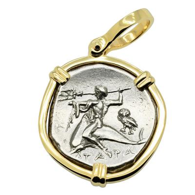 272-240 BC, Boy on Dolphin coin in gold pendant
