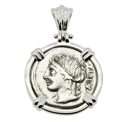 Ceres Earth Mother coin in white gold pendant