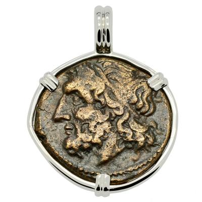261-240 BC Syracuse Poseidon Coin in white gold pendant
