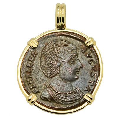 Antioch AD 327329 Saint Helena coin in gold pendant