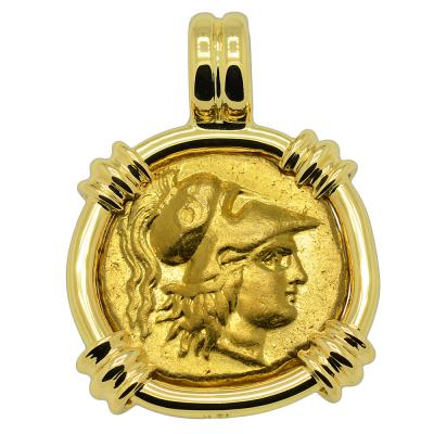 325-320 BC Alexander the Great gold stater in 18k gold pendant