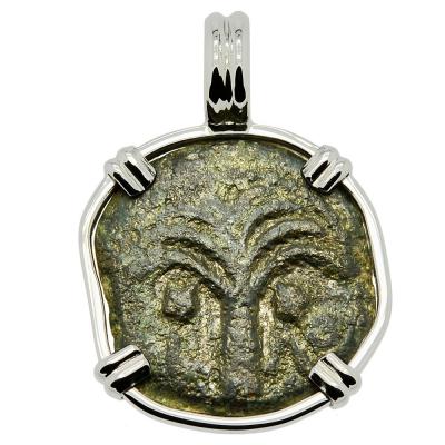 AD 6 - 12, Biblical Widow’s Mite in white gold pendant 