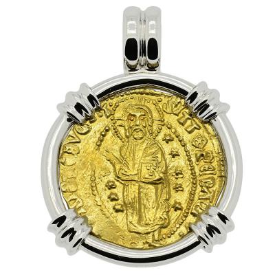 1382-1400 Jesus Christ ducat in white gold pendant
