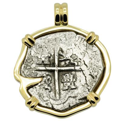 1622 Sao Jose Shipwreck Coin in gold pendant