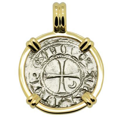 1163 -1188 Antioch Crusader Cross Coin in gold Pendant