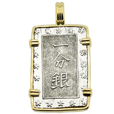 1837-1868 Japanese Shogun Ichibu-Gin coin in gold pendant