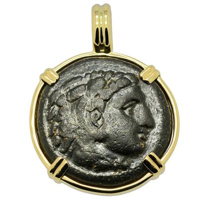 336-323 BC, Alexander the Great bronze coin in gold Pendant