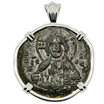 976-1025 Jesus Christ coin in white gold pendant