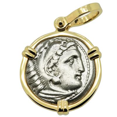 Alexander the Great coin in gold pendant