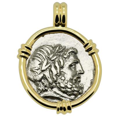 196-146 BC Zeus stater coin in gold pendant
