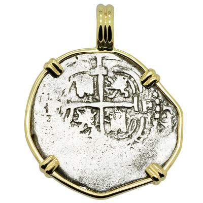 1659 Spanish 1 Real coin in gold pendant