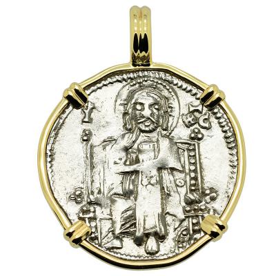 1268-1275 Jesus Christ grosso in gold pendant