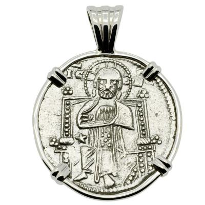 1343-1354 Jesus Christ grosso in white gold pendant