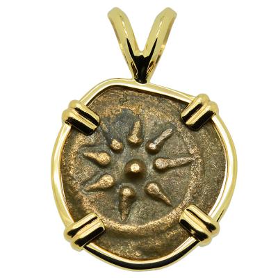 Widow’s Mite prutah coin in gold pendant