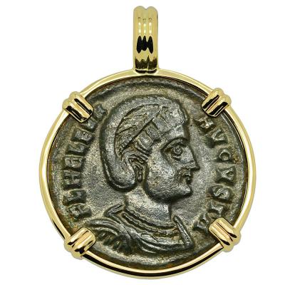 AD 324–329 Saint Helena coin in gold pendant