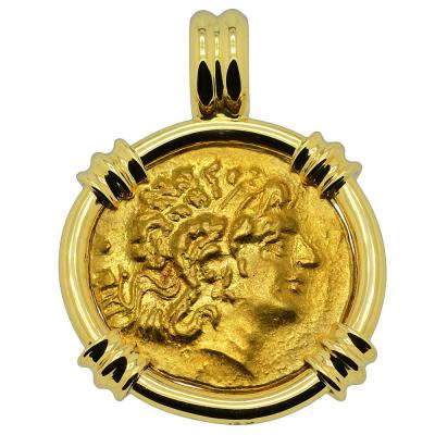 88-86 BC Alexander the Great stater in 18k gold pendant