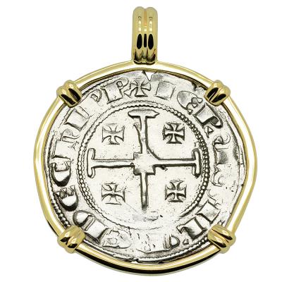 1285-1324 Henry II Crusader coin gold pendant