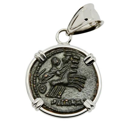 Constantine and Manus Dei coin in white gold pendant
