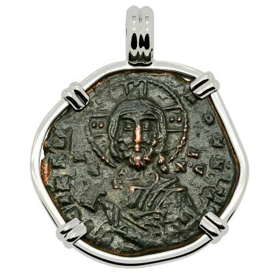 969-976 Jesus Christ coin in white gold pendant