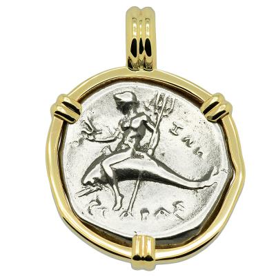 272-240 BC Dolphin rider coin in gold pendant